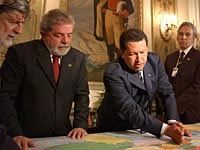 Presidente Chavez recibio en Miraflores a Lula (foto www.minci.gov.ve)