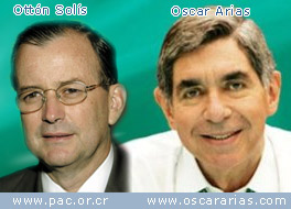 Las elecciones costarricenses. Ott&oacute;n Sol&iacute;s y Oscar Arias esperan los resultados.