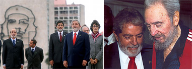 Se re&#250;nen Lula y Fidel (Fotos: Diario Granma y www.agenciabrasil.gov.br)