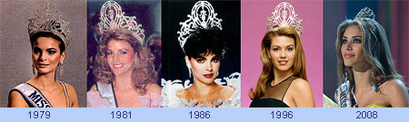 Maritza Sayalero (1979), Irene S&#225;enz (1981), B&#225;rbara Palacios (1986), Alicia Machado (1996), Dayana Mendoza (2008)