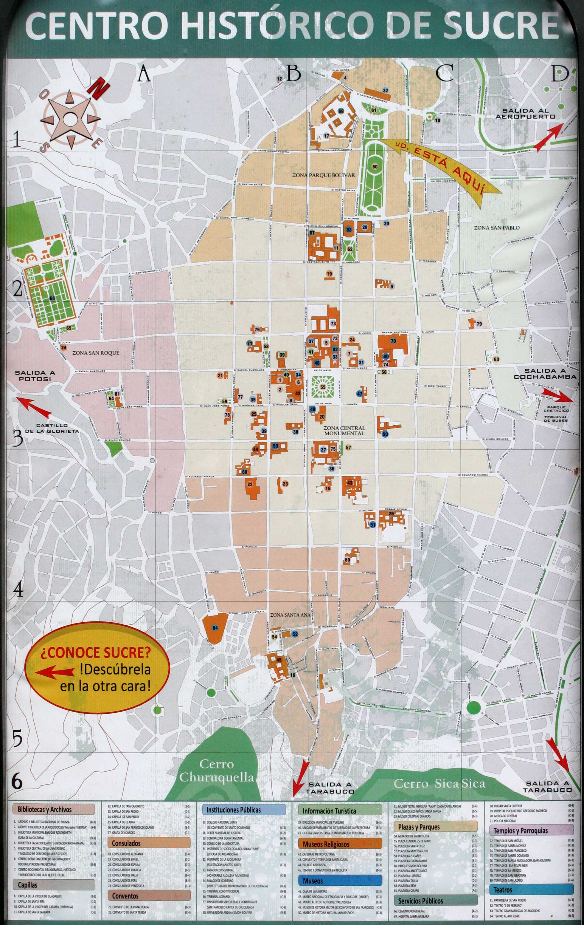 Map of Sucre, Bolivia