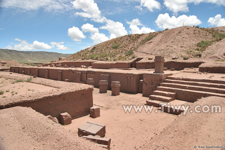 Excavations at the foot of the Akapana pyramid