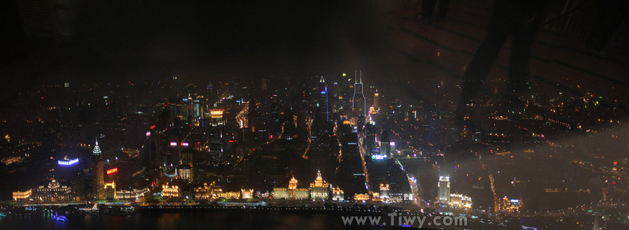 Vista nocturna de Shanghai