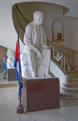 Monument to Jose Marti in the hall of the all-Cuban Grand lodge in Havana.