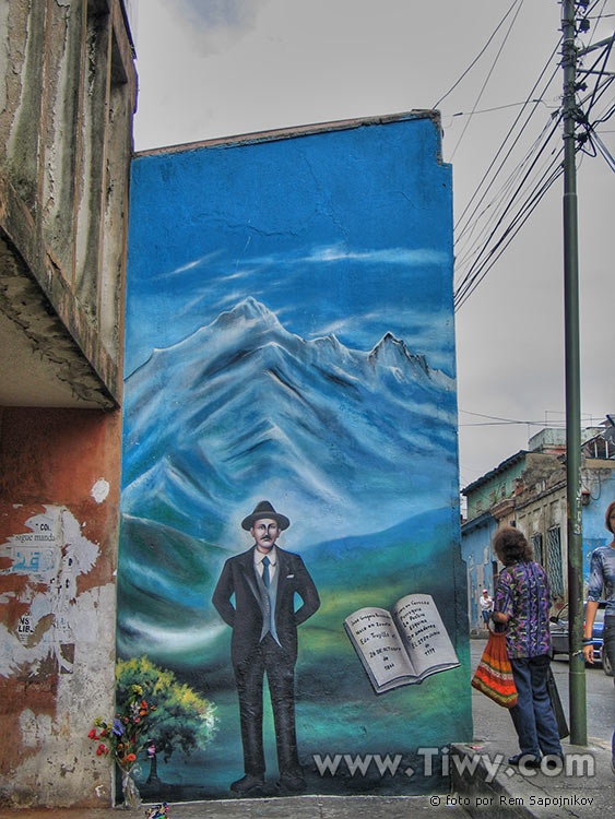 Mural with the image of the doctor Jose Gregorio Hernandez, is situated near the place where he was run down by the car on June 29, 1919