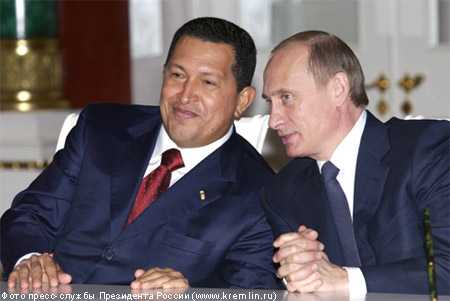 Уго Чавес и Владимир Путин на совместной пресс-конференции (Фото пресс-службы Президента России, www.kremlin.ru)