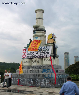 Вандалы надругались над памятником Колумбу (Фото Tiwy.com)