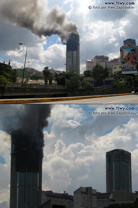 Incendio de la torre este de Parque Central 