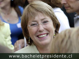 Мишель Бачелет - кандидат в президенты от левоцентристской правящей коалиции (фото с сайта http://www.bacheletpresidente.cl)