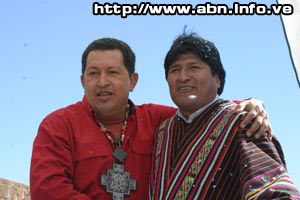 El presidente de Venezuela reiter&#243; el apoyo a Bolivia (foto desde http://www.abn.info.ve)