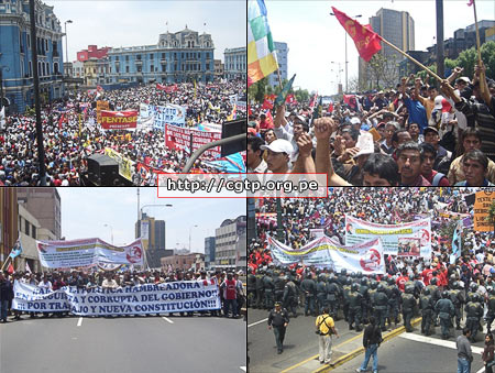 Манифестация, организованная Конфедерацией национальных профсоюзов  (фото с сайта http://cgtp.org.pe)