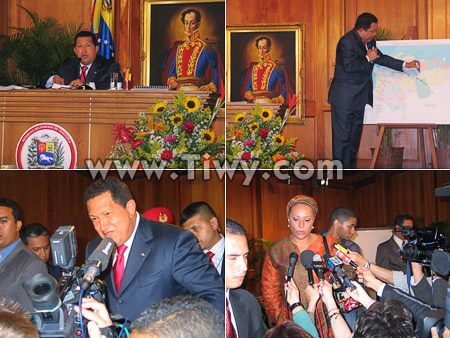 Уго Чавес и Пьедад Кордоба во время и после пресс-конференции (Фото: Tiwy.com)