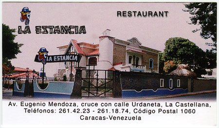 El restaurante “La Estancia”, Caracas