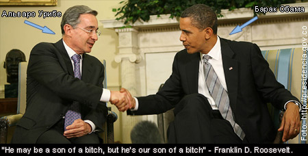 Alvaro Uribe and Barack Obama