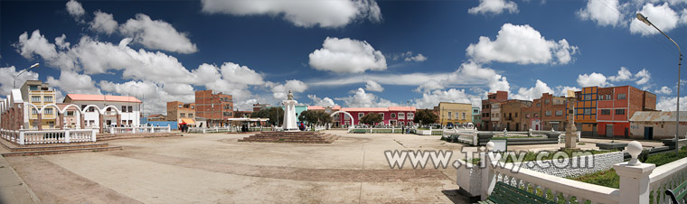 Panorama of the main square of Laja from the church side