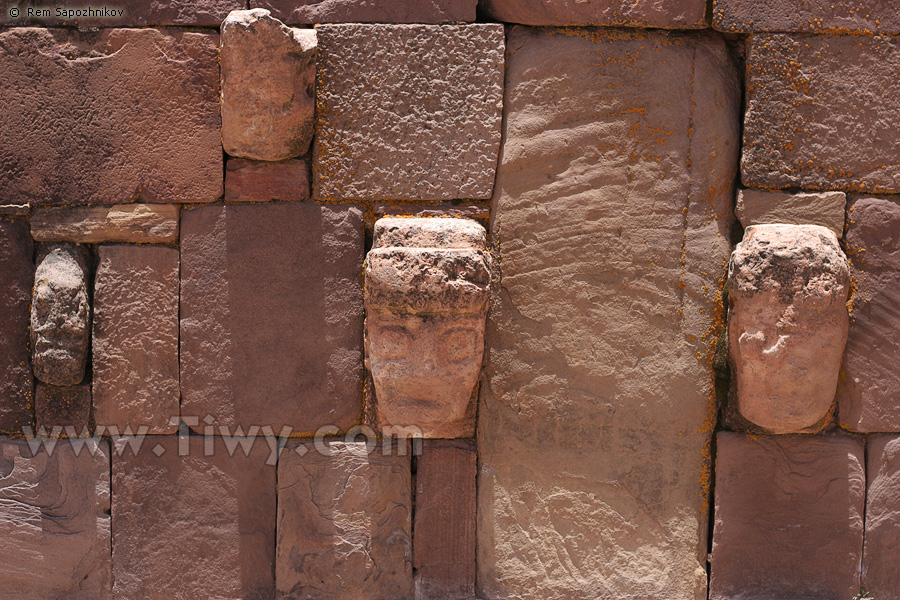 Stone faces on the walls of Semisubterranean temple