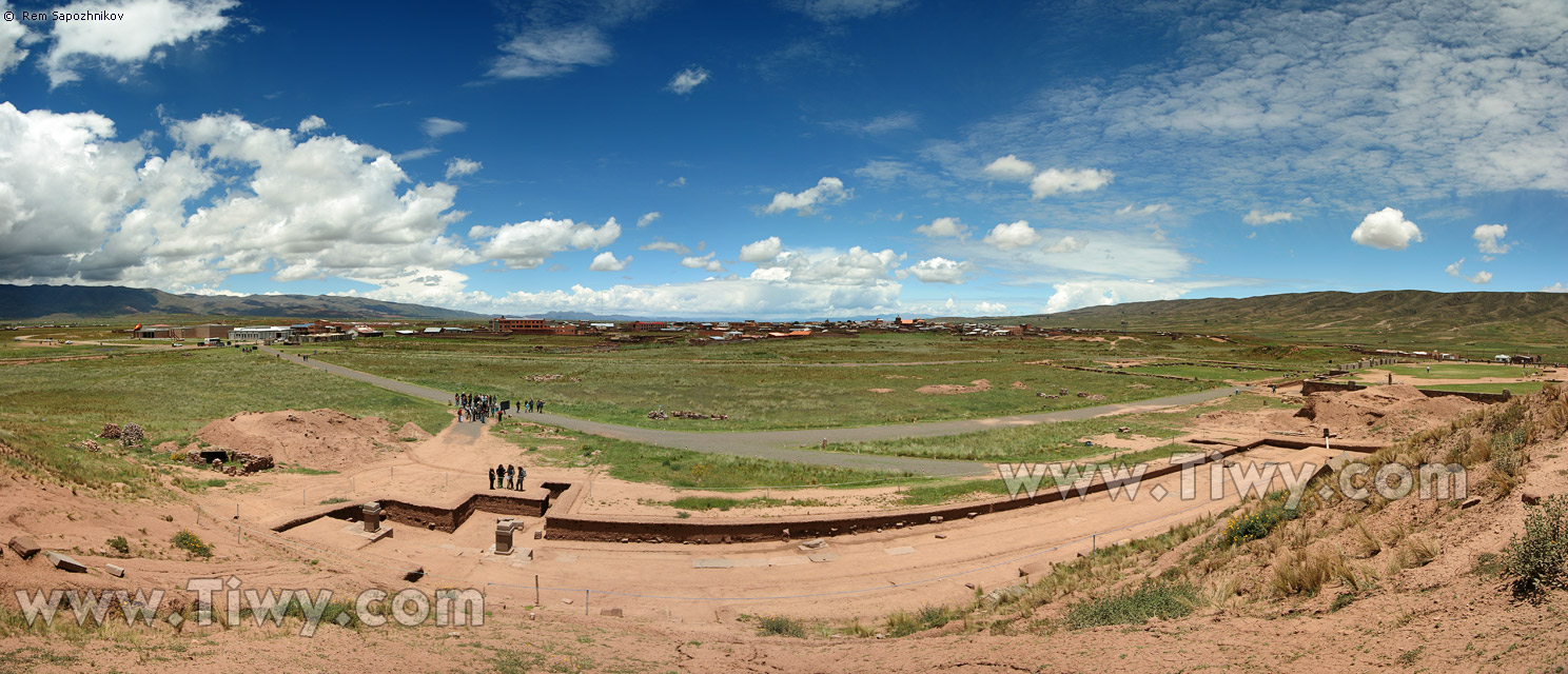 View from the Akapana pyramid to the western area of excavations