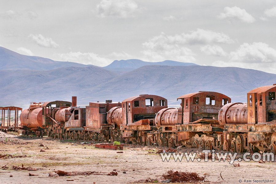 Cemetery of steam engines near Uyuni, Bolivia