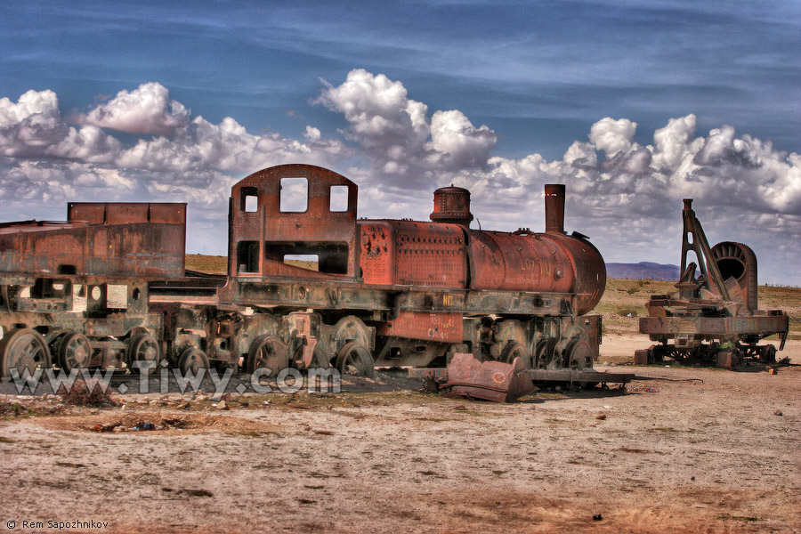 Cemetery of steam engines near Uyuni, Bolivia