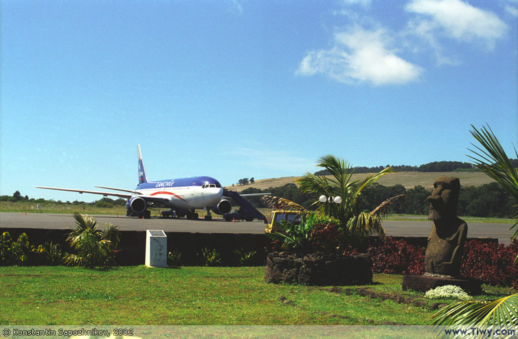 It took us five hours to get to Easter Island by «Lan Chile» airlines