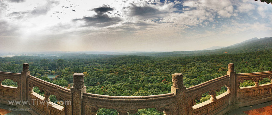 View from the top of Linggu pagoda