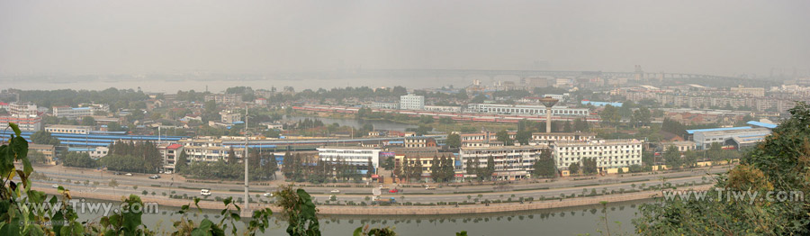 View to north-west. Yangtze river is seen and bridge across it.