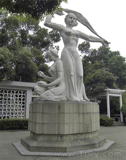 Sculpture on the embankment of Grand Canal of China in Wuxi
