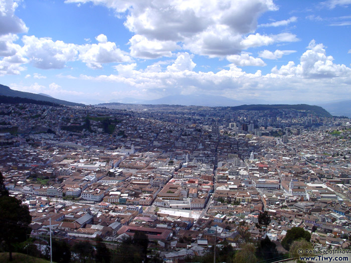 The Quito view from a viewing point on the Panecillo mountain