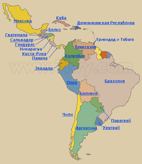 Карта Латинской Америки