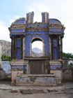 The remnants of the alter on the background of the mountains