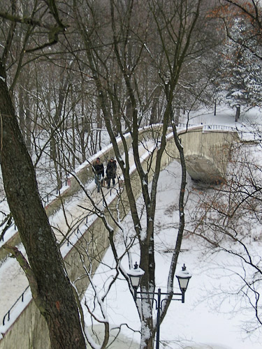 Hump-back bridge across the Instruch, Chernyakhovsk town, Russia