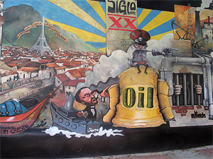 A part of a street fresco on avenida Universidad in Caracas. 